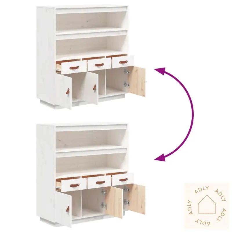 Highboard Hvit 100X40X108,5 Cm Heltre Furu