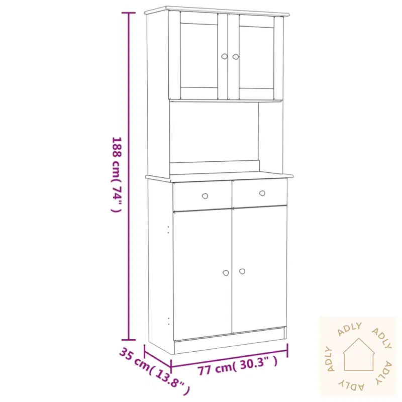 Highboard Alta Hvit 77X35X188 Cm Heltre Furu