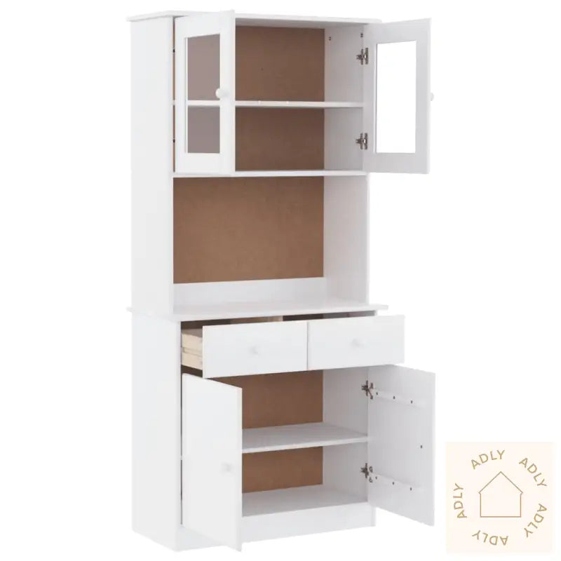 Highboard Alta Hvit 77X35X165 Cm Heltre Furu