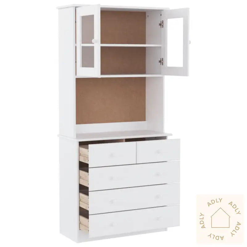 Highboard Alta Hvit 77X35X165 Cm Heltre Furu