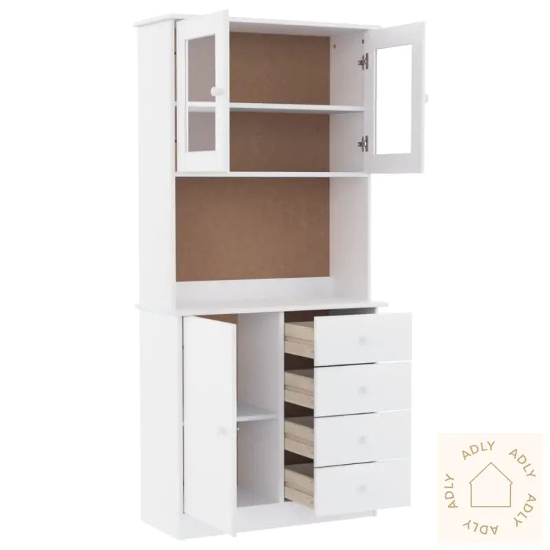 Highboard Alta Hvit 77X35X165 Cm Heltre Furu