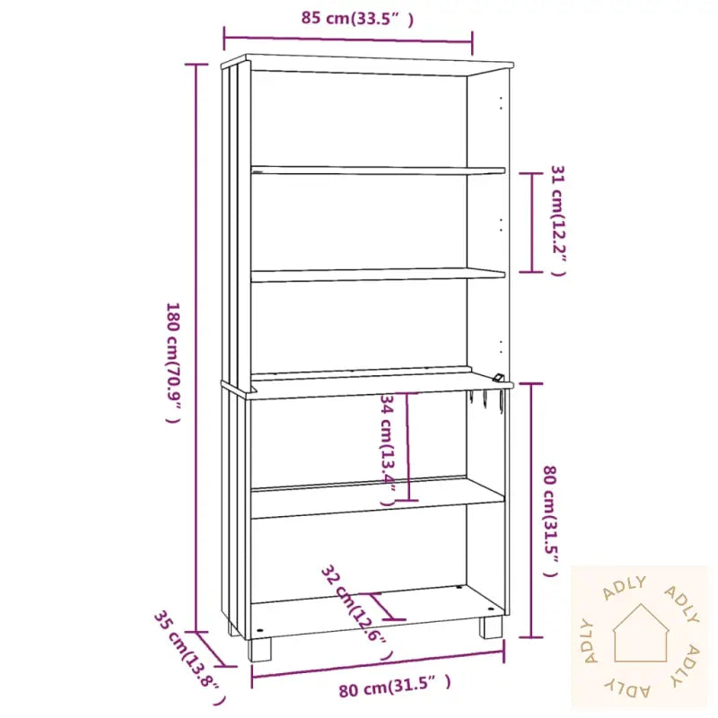 Highboard Hamar Heltre Furu Honningbrun