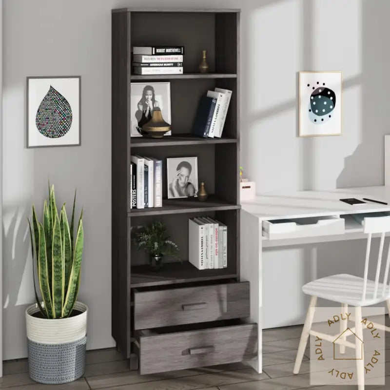 Highboard Hamar Lysegrå 60X35X180 Cm Heltre Furu