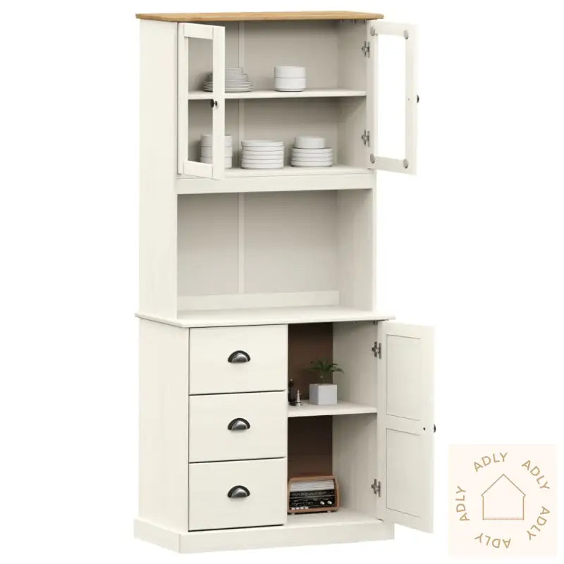 Highboard Vigo Hvit 78X40X175 Cm Heltre Furu