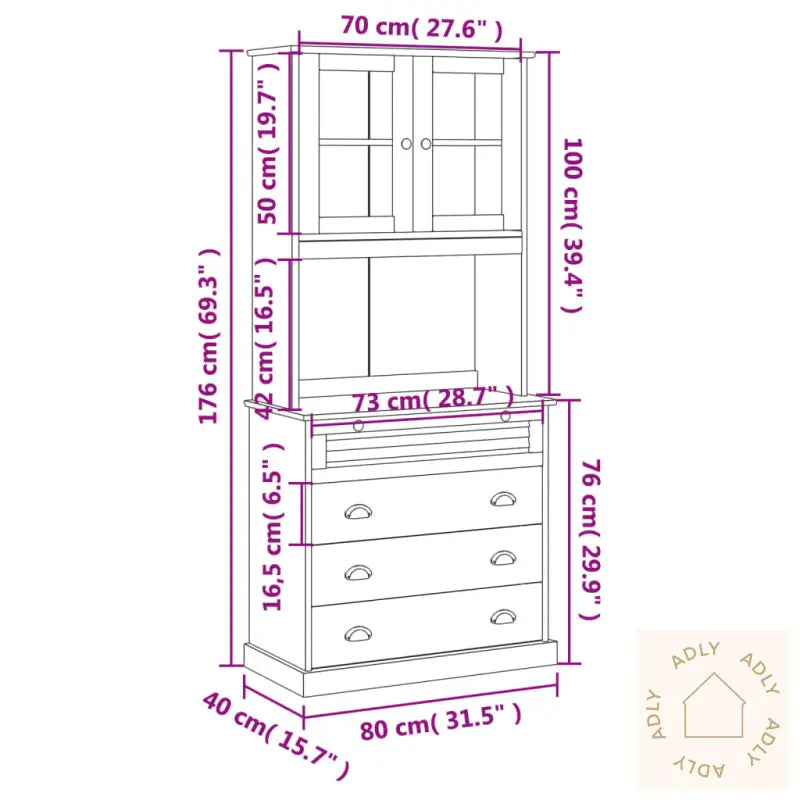 Highboard Vigo 80X40X176 Cm Heltre Furu