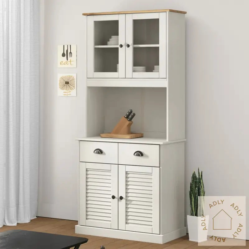 Highboard Vigo Hvit 78X40X175 Cm Heltre Furu
