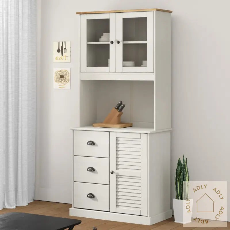 Highboard Vigo Hvit 78X40X175 Cm Heltre Furu