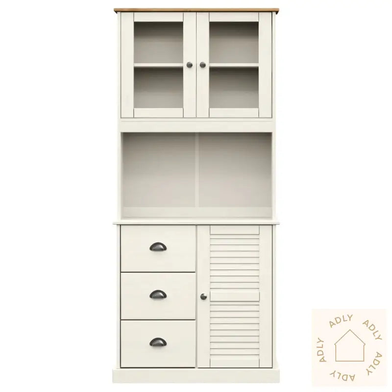 Highboard Vigo Hvit 78X40X175 Cm Heltre Furu