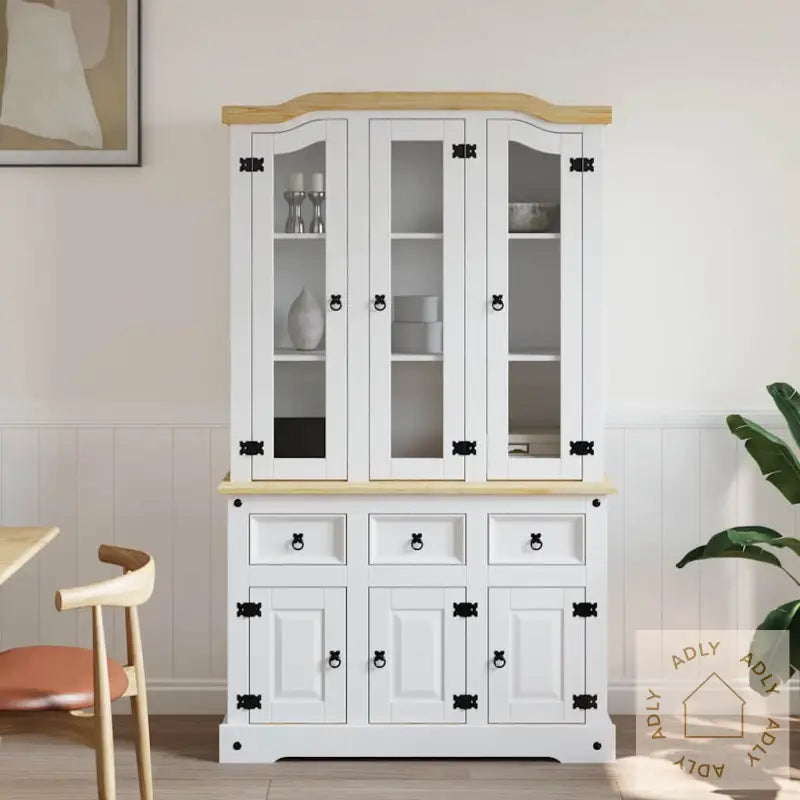 Highboard Corona Hvit 112X43X196 Cm Heltre Meksikansk Furu