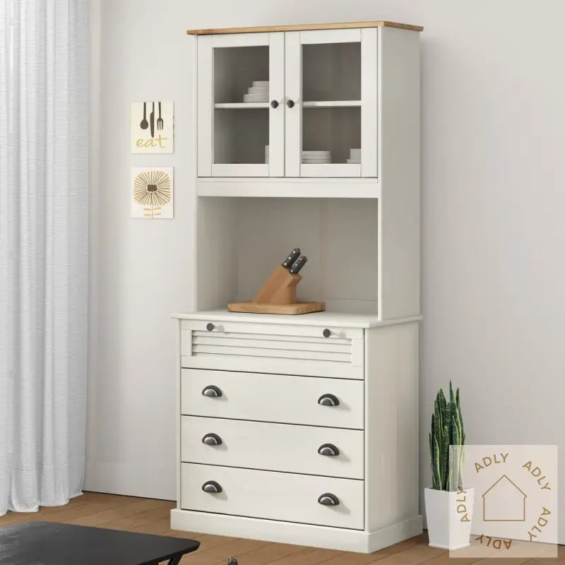 Highboard Vigo Hvit 80X40X176 Cm Heltre Furu