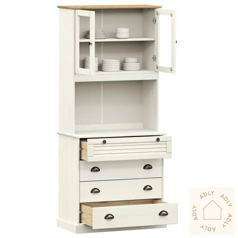 Highboard Vigo Hvit 80X40X176 Cm Heltre Furu