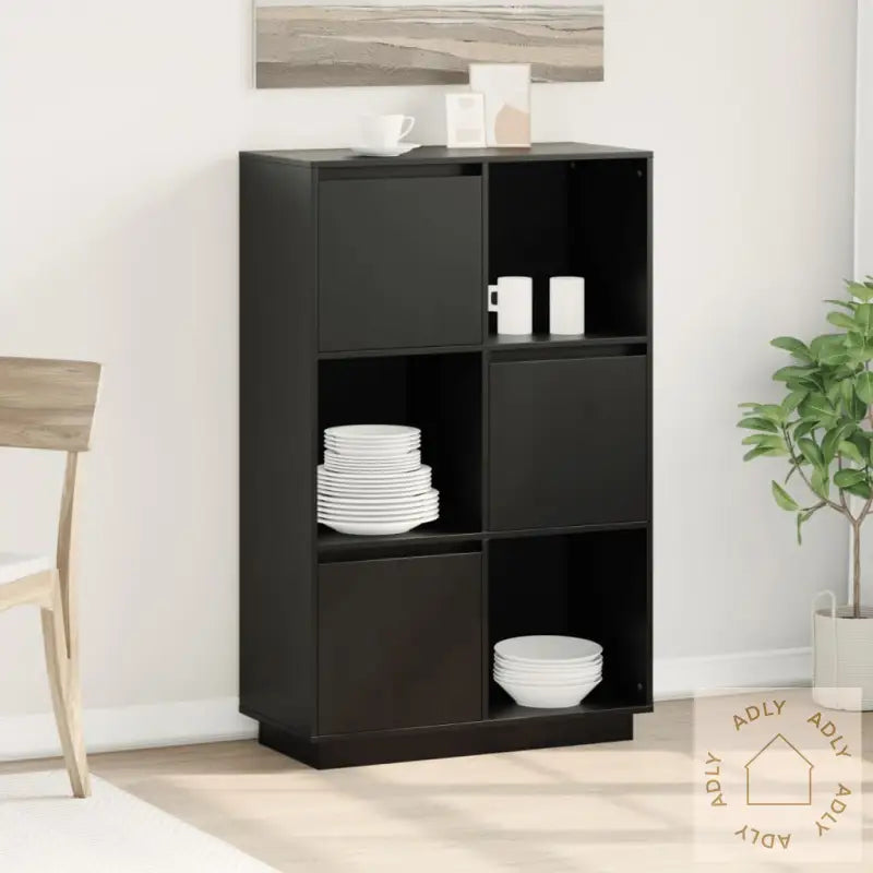Highboard Svart 74X35X117 Cm Heltre Furu