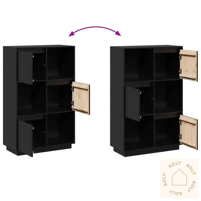 Highboard Svart 74X35X117 Cm Heltre Furu