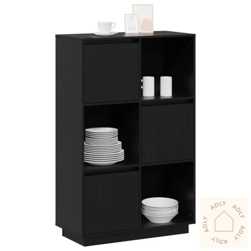 Highboard Svart 74X35X117 Cm Heltre Furu