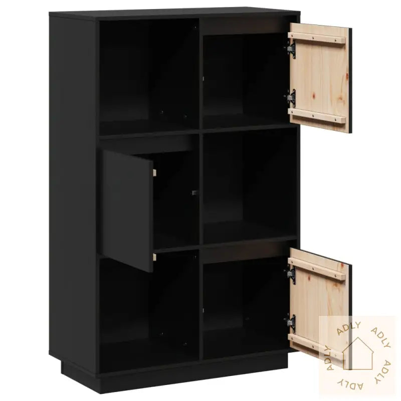 Highboard Svart 74X35X117 Cm Heltre Furu