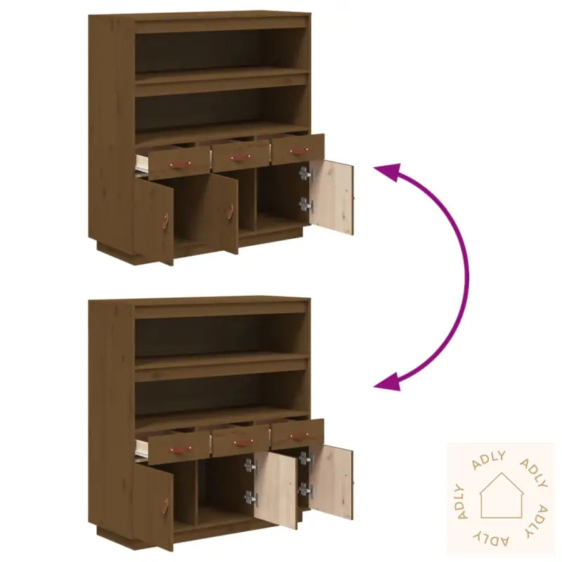 Highboard Honningbrun 100X40X108,5 Cm Heltre Furu