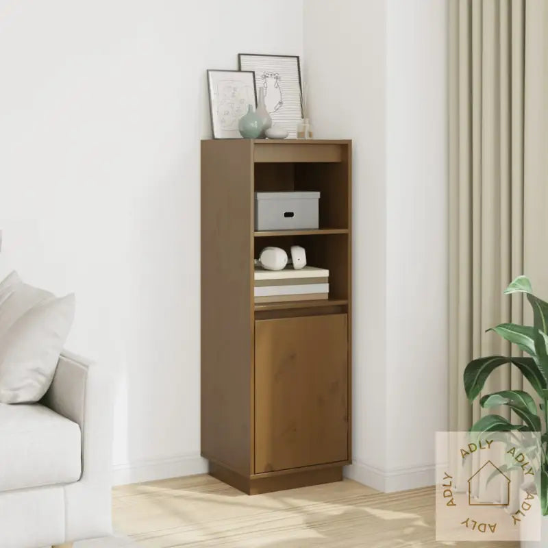 Highboard Honningbrun 37X34X110 Cm Heltre Furu