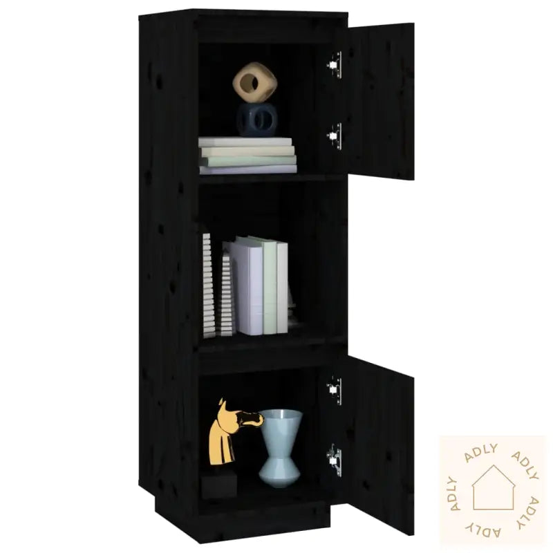 Highboard Svart 38X35X117 Cm Heltre Furu