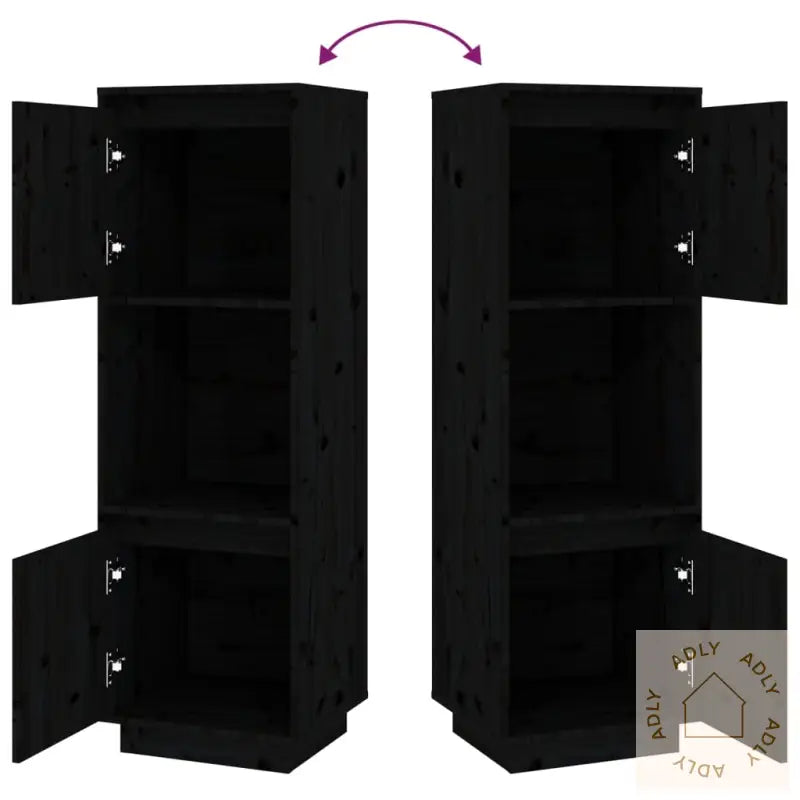 Highboard Svart 38X35X117 Cm Heltre Furu
