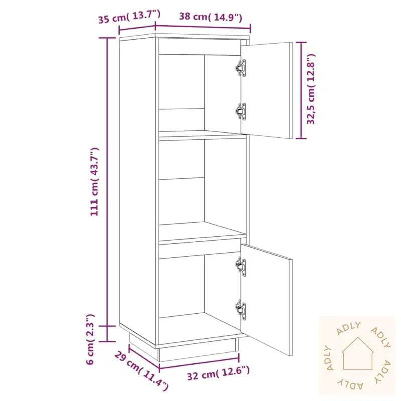 Highboard Grå 38X35X117 Cm Heltre Furu