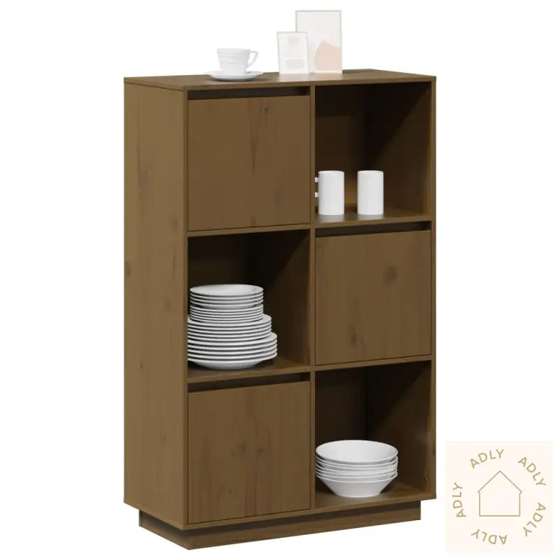 Highboard Honningbrun 74X35X117 Cm Heltre Furu