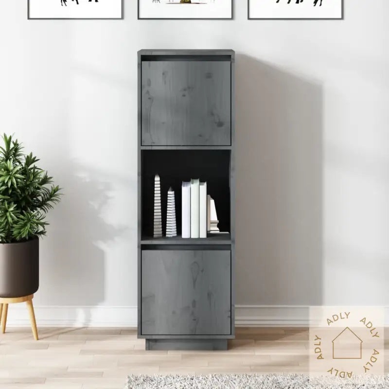 Highboard Grå 38X35X117 Cm Heltre Furu