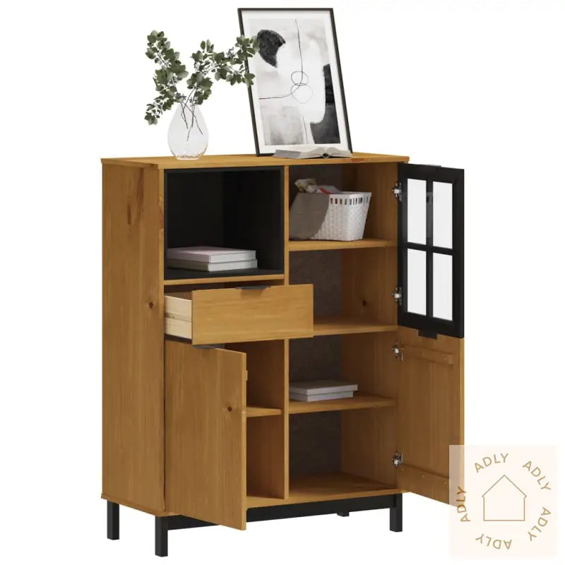 Highboard Med Glassdør Flam 92X40X122,5 Cm Heltre Furu