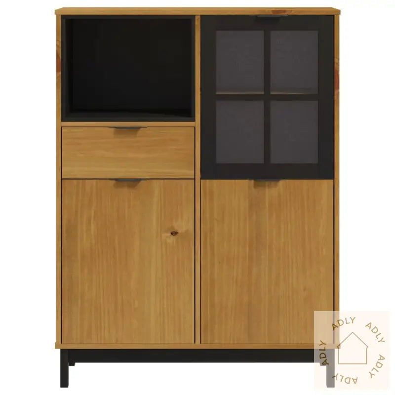 Highboard Med Glassdør Flam 92X40X122,5 Cm Heltre Furu