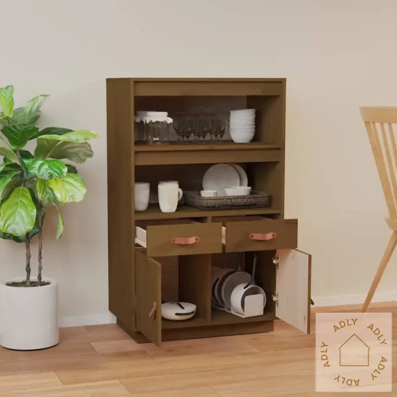 Highboard Honningbrun 67X40X108,5 Cm Heltre Furu