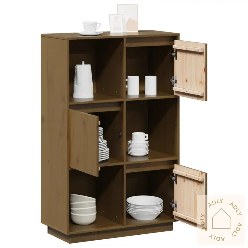Highboard Honningbrun 74X35X117 Cm Heltre Furu