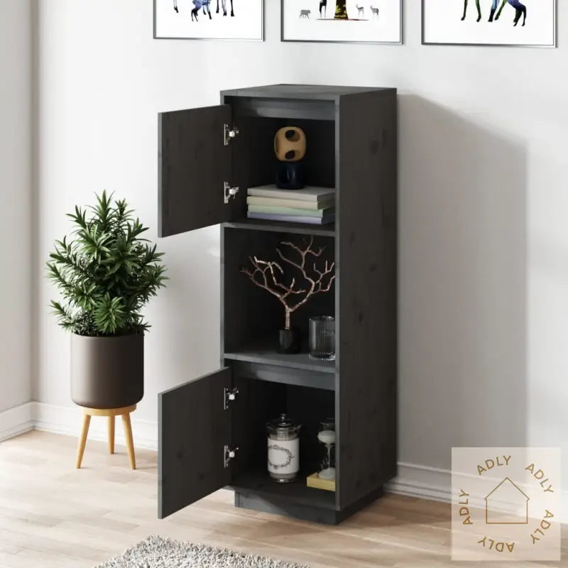 Highboard Grå 38X35X117 Cm Heltre Furu