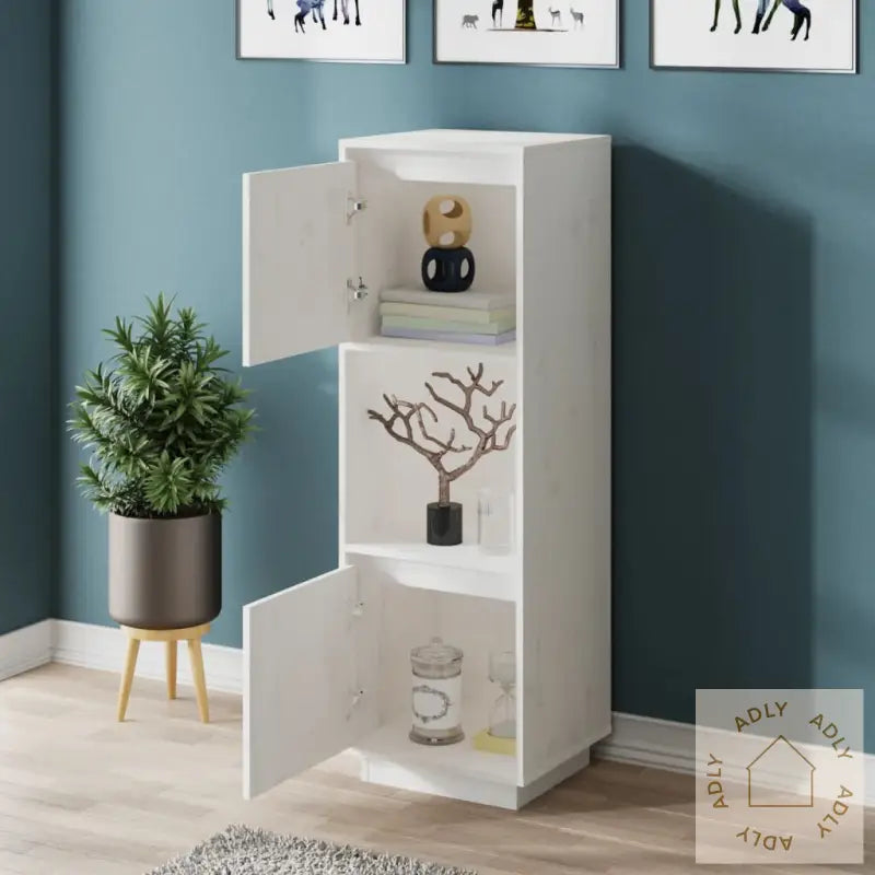 Highboard Hvit 38X35X117 Cm Heltre Furu