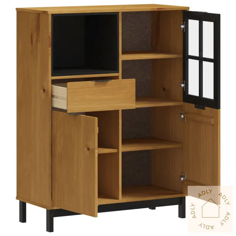 Highboard Med Glassdør Flam 92X40X122,5 Cm Heltre Furu