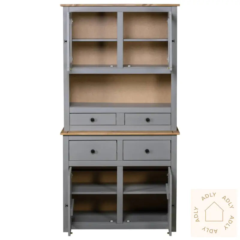 Highboard Grå 93X40,5X180 Cm Heltre Furu Panama Range