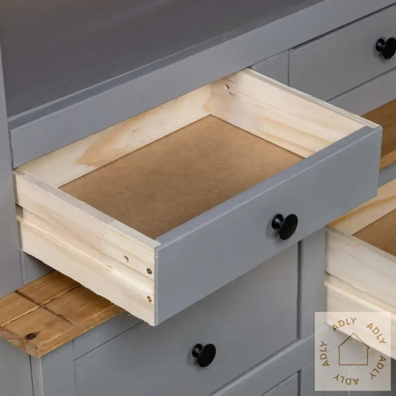 Highboard Grå 93X40,5X180 Cm Heltre Furu Panama Range