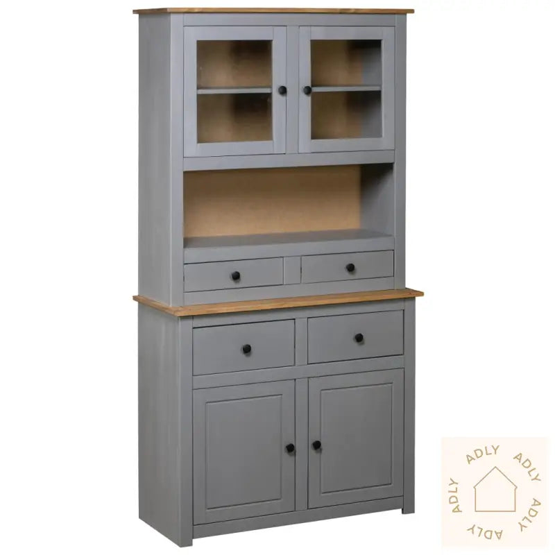 Highboard Grå 93X40,5X180 Cm Heltre Furu Panama Range