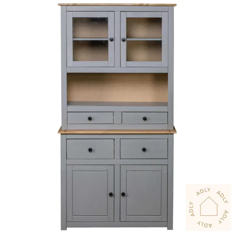 Highboard Grå 93X40,5X180 Cm Heltre Furu Panama Range