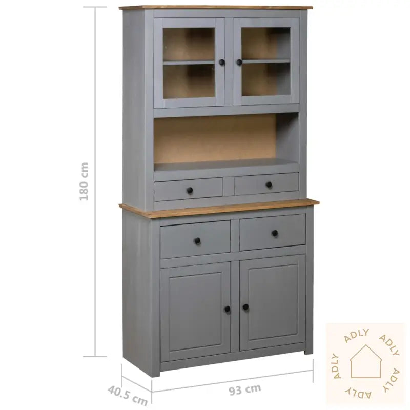 Highboard Grå 93X40,5X180 Cm Heltre Furu Panama Range