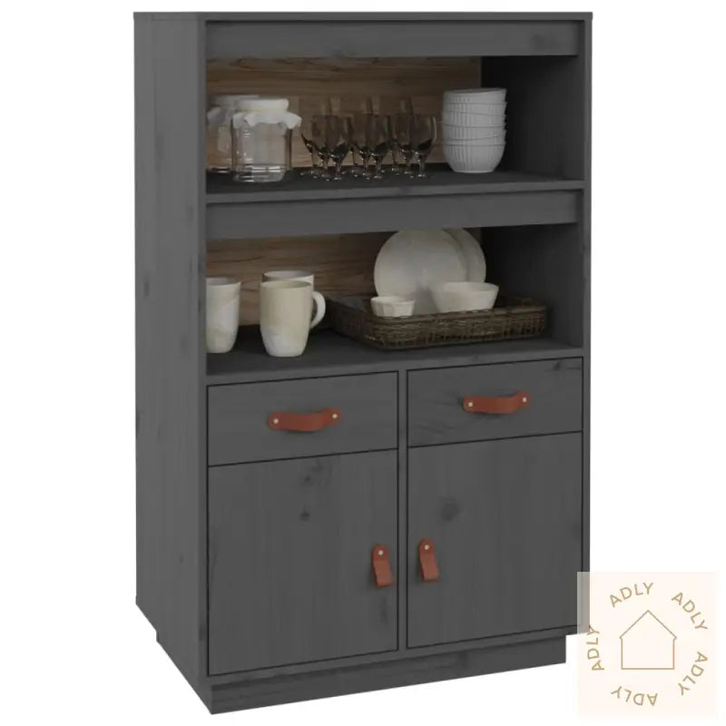 Highboard Grå 67X40X108,5 Cm Heltre Furu