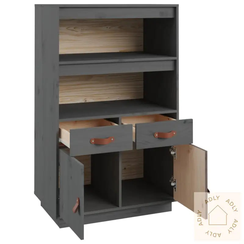 Highboard Grå 67X40X108,5 Cm Heltre Furu