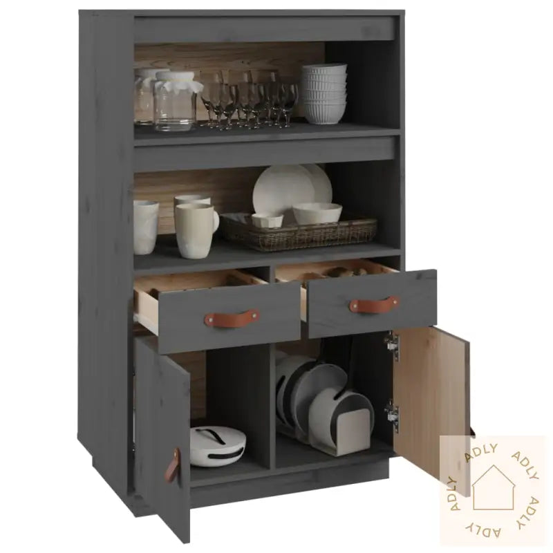 Highboard Grå 67X40X108,5 Cm Heltre Furu
