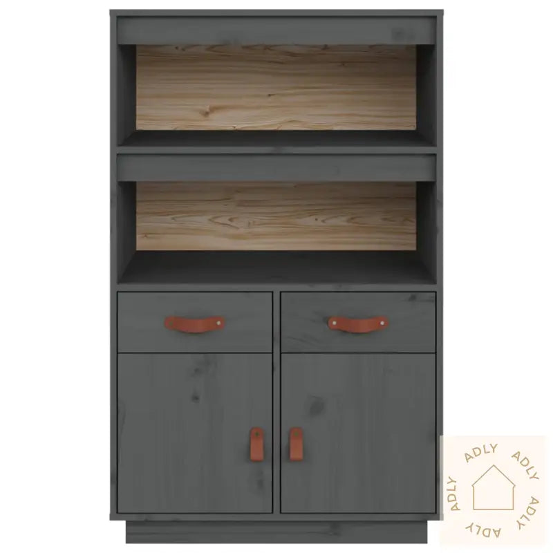 Highboard Grå 67X40X108,5 Cm Heltre Furu