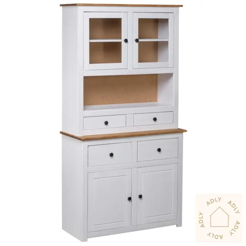 Highboard Hvit 93X40,5X180 Cm Heltre Furu Panama Range