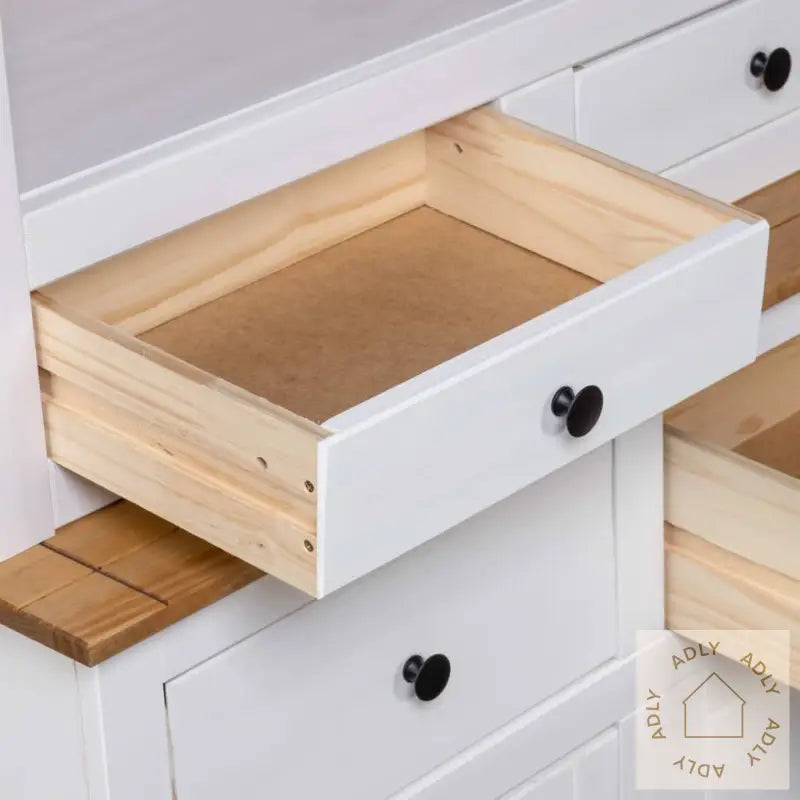Highboard Hvit 93X40,5X180 Cm Heltre Furu Panama Range