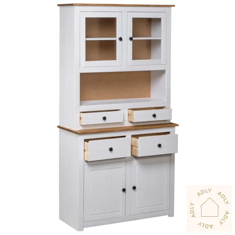 Highboard Hvit 93X40,5X180 Cm Heltre Furu Panama Range