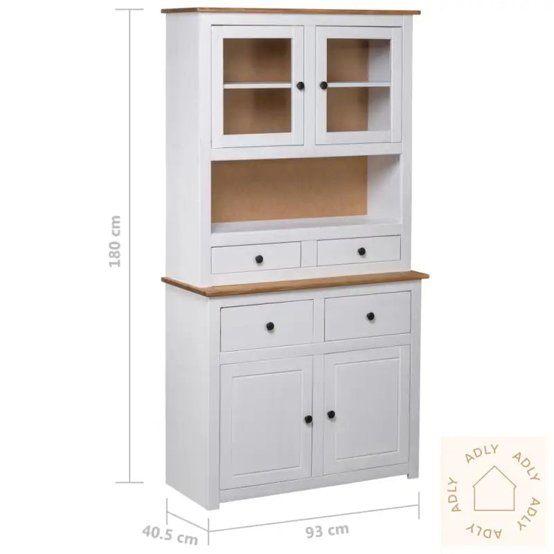Highboard Hvit 93X40,5X180 Cm Heltre Furu Panama Range