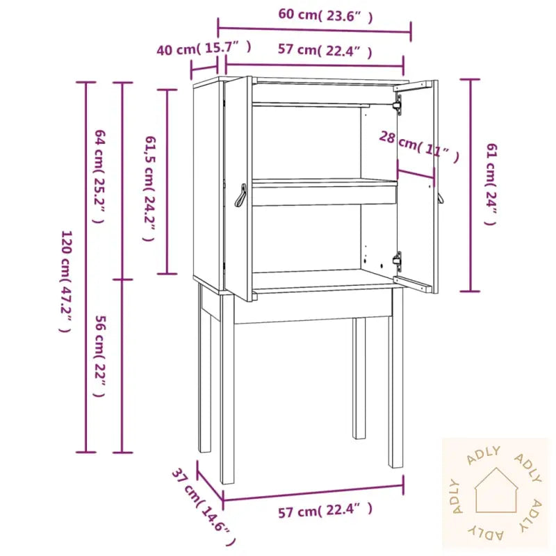 Highboard Honningbrun 60X40X120 Cm Heltre Furu