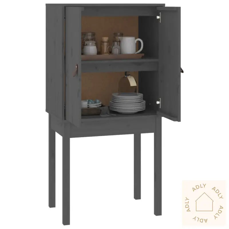 Highboard Grå 60X40X120 Cm Heltre Furu