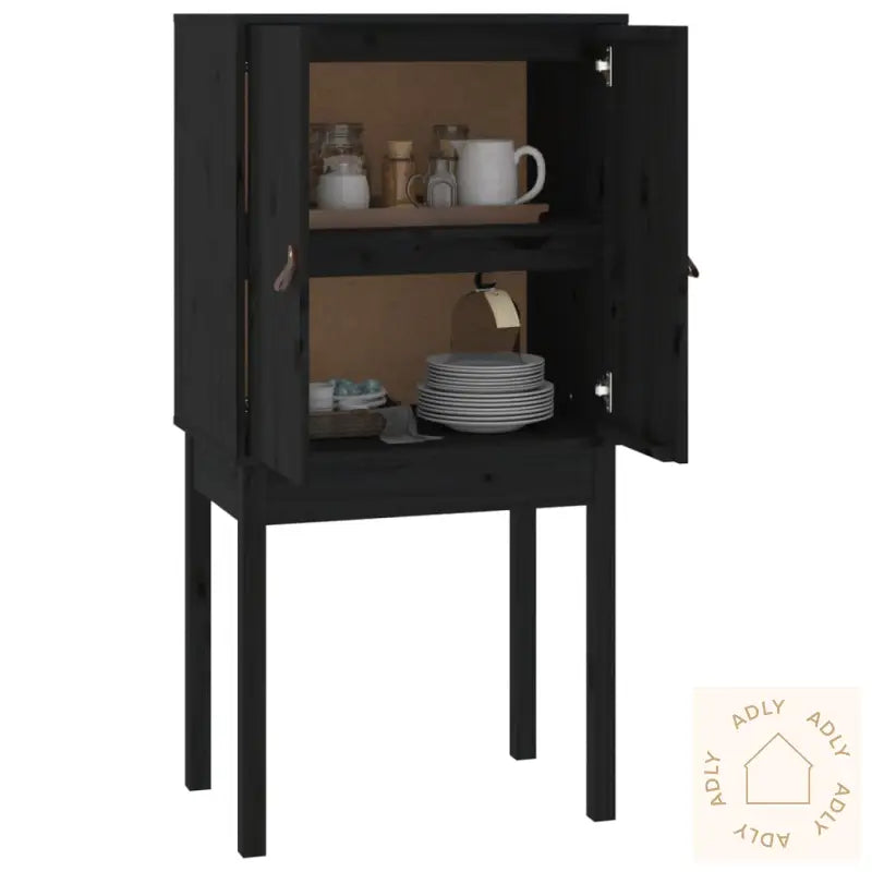 Highboard Svart 60X40X120 Cm Heltre Furu