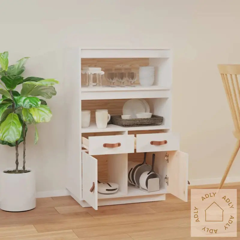 Highboard Hvit 67X40X108,5 Cm Heltre Furu